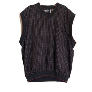 Reebok Golf Windbreaker Mens Large V-Neck Vest Pullover Y2K Plaid Blue